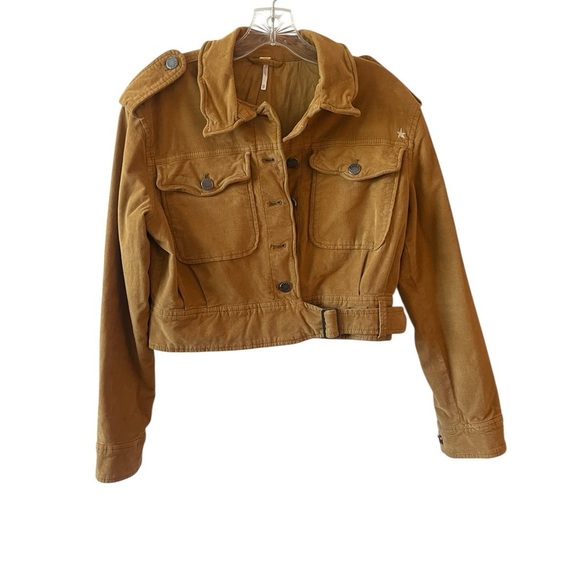 Free People Evelyn Cropped Jacket XS | Camel Brown Western Corduroy Button-Up - Picture 5 of 10